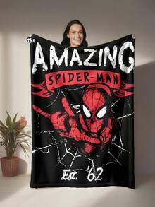 Marvel 这款漫威蜘蛛侠主题法兰绒毯采用黑、白、灰三色蜘蛛网隧道设计，突显了蜘蛛侠在危险环境中的动态身手。它触感温暖柔软，可用作沙发毯、午睡毯或装饰性床上用品。 - 黑色 - 查看 3