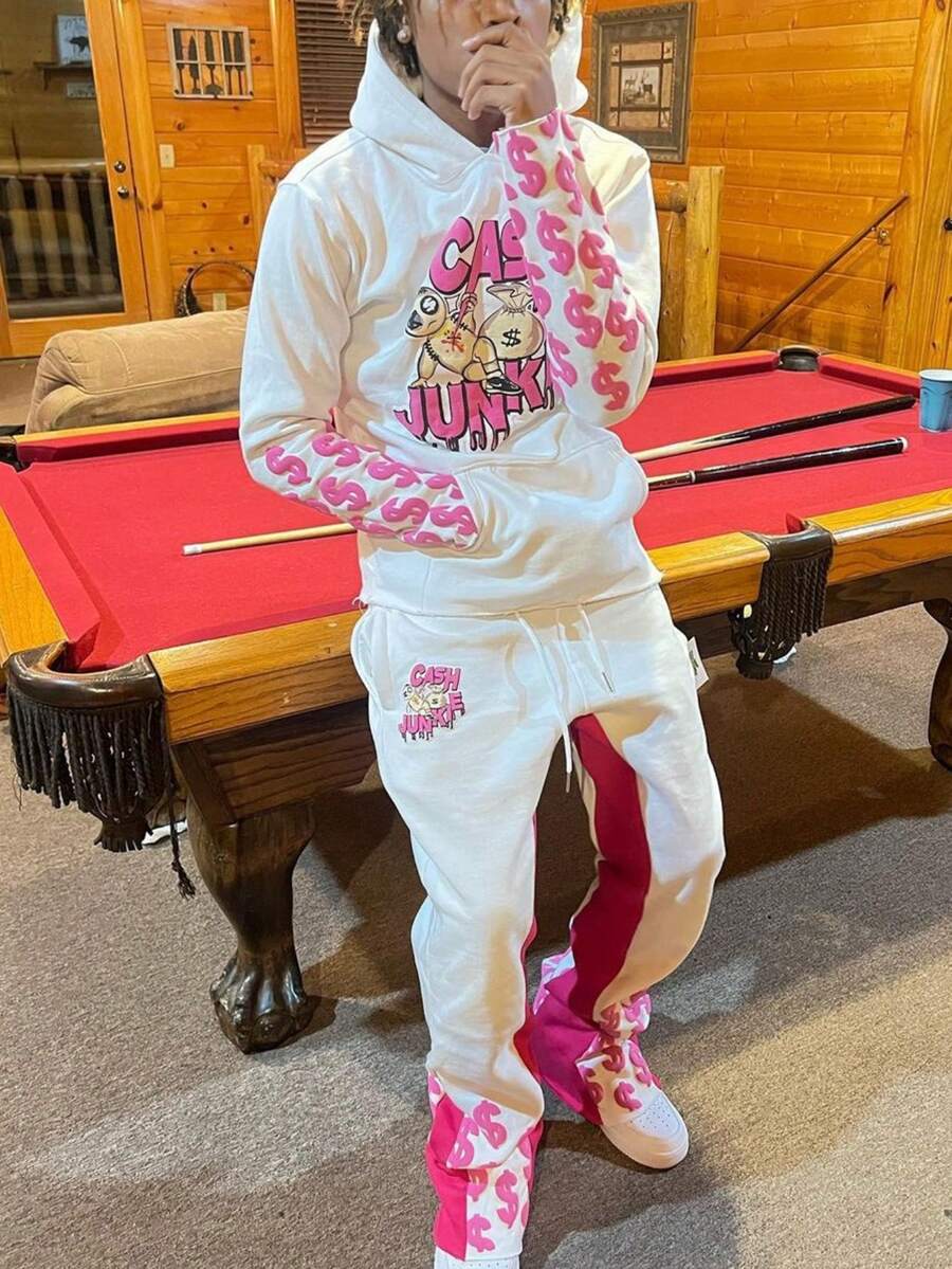 Spring/Autumn New Collection: Men's Fashion Hooded Flared Pants Set | Sporty Couple Hooded Sweatshirt - LMST1HY02P - View 1