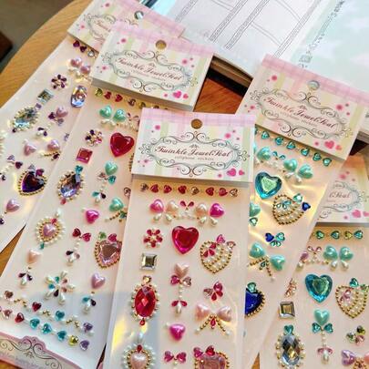 1pc Diamond Sticker, Colorful Sticker For Girls, Handmade Creative Reward, Acrylic Sticker, Small Gift, Birthday Present