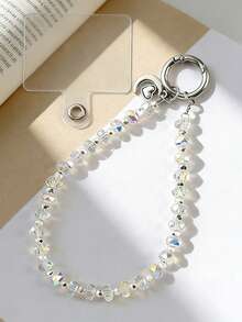 Rhinestone-Like Material . Internet Celebrity Phone Chain, Crystal Phone Chain, Light Luxury Ins Internet Celebrity Moon Phone Case Lanyard, Multi-Functional Fashionable Phone Anti-Loss Chain, Key Chain, Phone Safety Rope - Multicolor - View 1