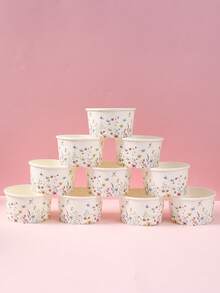 10pcs Floral Pattern Paper Ice Cream Bowls, Popcorn Bowls, Candy Bowls, Disposable Tableware, Snack Bowls, Disposable Food Containers, Cookie Baking Bowls, Desktop Decor, Gender Reveal Party Supplies, Baby Shower Party Decorations, Spring Theme Party Supplies, 1st Birthday Party Supplies, Holiday Party Supplies, Kitchen Decor - Wildflowers - View 8