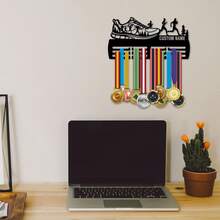1pc Personalized Mountaineering & Running Medal Holder, Metal Medal Rack, 12-Tier For Medals & Ribbons Display, Sports Medal Rack, Multi-Layer Medal Stand, Athlete Gift, Customized Award Supplies - Black - View 7