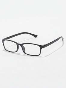 男女通用矩形塑料黑色镜框眼镜，防蓝光，适用于电脑阅读/游戏/电视/手机，时尚无度数眼镜框 - 黑色 - 查看 3