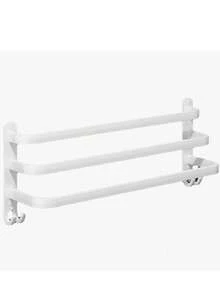 1pc Towel Hanger, Punch Free, Space Aluminum Towel Rack, Toilet Towel Bar, Single Bar, Bathroom Wall Mounted Towel Rack Bathroom Accessories Bathroom Tools - White - View 7