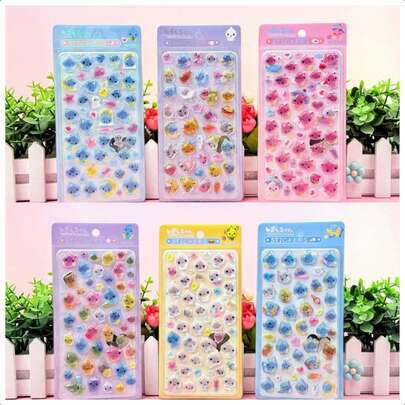 3D可爱卡通贴纸，透明浮雕创意日记贴纸，钻石水晶装饰贴纸，适合作为圣诞节/感恩节/生日礼物送给孩子