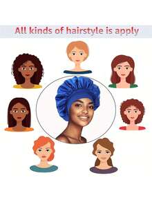 1pc Satin Sleep Cap, Women's Satin Lined Sleep Cap, Soft Elastic Sleep Cap Suitable For Curly Hair - Multicolor - View 4