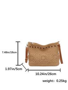 Handmade Woven Bag, New Summer Casual Fashion Women's Shoulder Crossbody Bucket Bag - Khaki - View 10