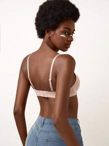 女士无钢圈加厚聚拢文胸 - 全天舒适支撑，无缝贴合 - 粉色 - 查看 6