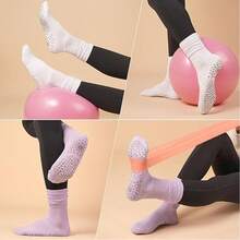 3 Pairs Women's Yoga Crew Socks With Non-Slip, Yoga Pilates Crew Socks, Suitable For Barre Hospital Grip Socks - Multicolor - View 6