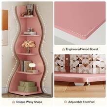 LITTLE TREE LITTLE  TREE Corner Shelf, Modern 5-Tier Wall Corner Bookshelf, Stylish Corner Small Bookcase Storage Rack Plant Stand With Unique Shape For Living Room, Home Office,1PCS - 粉色 - 查看 8