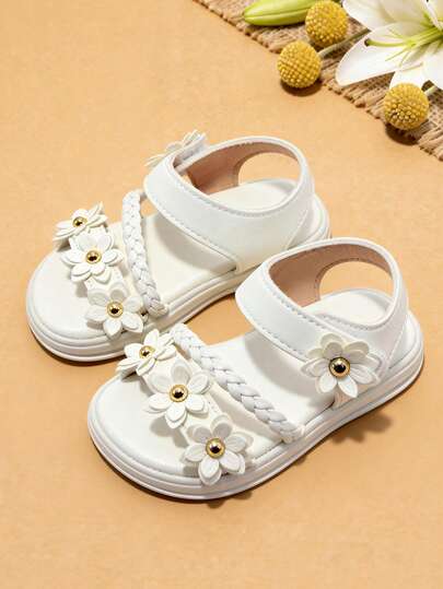 3D Flower & Braided Design For Fashion Soft & Anti-Slip Sole For Little Feet Ideal For Wedding, Birthday & Summer Outings