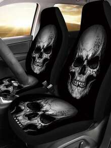 Skull Print Breathable Car Seat Cover, Suitable For SUV & Sedan, 4-Season Use, Dust & Dirt Resistant - Multicolor - View 7