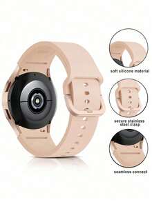 20 毫米户外运动硅胶表带，兼容三星 Galaxy Watch 7 FE 6 5 4 40 毫米 44 毫米、Watch 5 Pro 45 44 毫米、Watch 6 43 毫米、Watch 4 Classic 46 毫米，防水防汗浅粉色，适合女士 - 淺粉色 - 查看 9