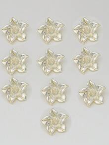 10颗/包 花卉金属纽扣，DIY时尚配饰，适用于毛衣、衬衫、外套、夹克、西装、连衣裙、围巾、鞋子、帽子 - 多色 - 查看 12