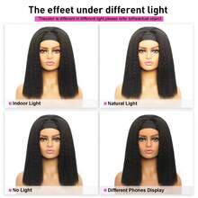 (Natural Black, 14 Inch) Curly Straight Hair Headband Wig, Synthetic Straight Bobo Wig Soft Natural No-Glue Headband Wig, Suitable For Daily Use Or Parties - Black - View 9