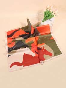 1pc Faux Silk Printed Neckerchief, Versatile Headband/Hair Scarf, Suitable For Daily Use - Multicolor - View 3