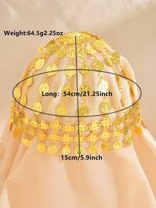 1件阿拉伯风格双层头饰，肚皮舞金币流苏中东阿拉伯新娘头饰配饰 - 均碼 - 查看 2