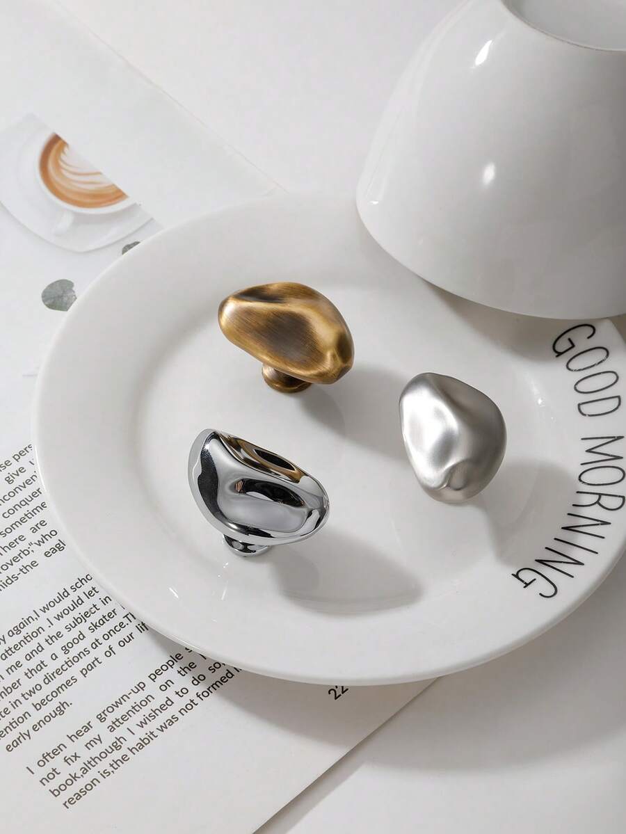 1 pieza Tirador de lujo francés de plata brillante, gabinete minimalista moderno, cajón, armario, mueble de un solo orificio - Multicolor - Ver 1