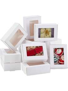 10pcs/White Gift Box Small Candy Box Mini Paper Boxes With Window Sweet Boxes Cardboard Box Treat Box Kraft Boxes For Party Favor Jewelry Wedding - White - View 2