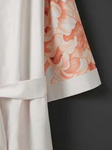 复古优雅奢华度假村风格酒店系腰宽松长袍，可作睡衣、薄款外套、时尚休闲家居服、新娘睡袍、夏季沙滩比基尼罩衫、和服罩衫、防晒外套，适合春季度假穿着。 - 杏色 - 查看 7