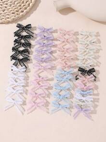 10 piezas de Clips para el cabello con lazo de encaje y red, perfectos para el uso diario de niñas - Multicolor - Ver 5