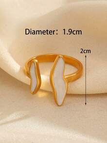 1pc Stainless Steel Dual-Tone Drip Glaze Open Ring, Adjustable Size, Fashion Elegant Casual Jewelry Accessory For Women, Suitable For Daily, Party, Commute Wear - Multicolor - View 11