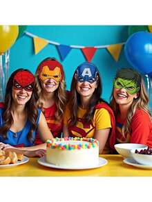 8pcs Marvel Hero Mask Set Party Companion Gift Bulk Set Holiday Event Equipment New Year's Gift, Valentine's Day Gift, Easter Gift (Stochastic Style) - Multicolor - View 3