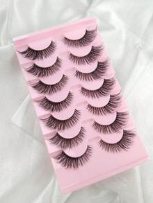 Hinarin 7对D卷翘假睫毛，自然妆效，仿貂毛材质，蓬松柔软，3D猫眼效果，纤细轻盈，适合女性化妆。 - 黑色 - 查看 5