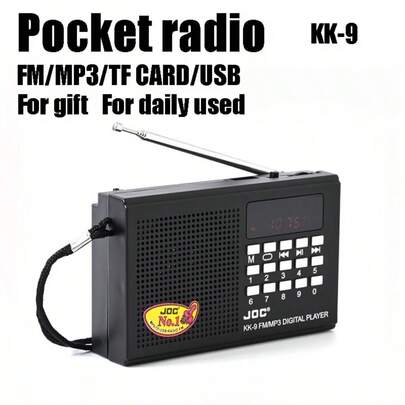 1200mAh袖珍收音机，迷你便携，多模式播放，耳机插孔，支持FM/MP3/TF/USB，电池续航时间长，无线扬声器，适合户外露营、家庭聚会，支持手机连接，音乐播放，礼品之选，适合跑步