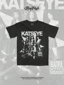 KATSEYE Beautiful Chaos Tour Vintage T Shirt Gabriela Tee Eyekon Merch Kpop Fan Gift Sophia Manon Lara Daniela Megan Yoo (1) - 黑色 - 查看 1