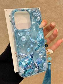 羽毛雪纺E款蓝色梦幻海龟珍珠彩绘，搭配彩色珠子，白色梅花扇形流苏吊坠小饰品，兼容 14、14 Pro、14 Pro Max夏季3D手机壳，13、13 Pro、13 Pro Max卡通款，11、11 Pro Max彩绘款，防摔XR卡通款，7/8 GES2手机壳，兼容 15、15 Pro、15 Pro Max、16、16 Pro、16 Pro Max系列，S23、S24、A04、A05、A14、A12、A15、A33、A53、A32、A35、A34、13、13 Pro、14、14 Pro、15、15 Pro系列高端手机案例，国际版，非国内版 - 彩色 - 查看 6