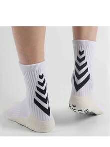 1/6 pares de calcetines de media caña antideslizantes para hombres, calcetines con diseño de puntos para fútbol/baloncesto - Blanco y Negro - Ver 7