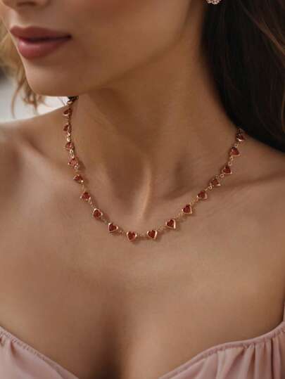 قلادة خرزة قلب زجاجية، إكسسوار يومي، هدية عيد الحب