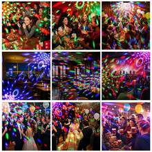 Bola de cristal RGB con luz LED de discoteca - 7 modos con control remoto, lámpara de escenario adecuada para fiestas en casa, KTV, bodas, decoración de habitaciones, etc. - Negro - Ver 6