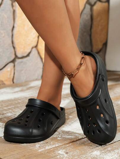 女童厚底舒适透气镂空凉鞋，可调节鞋跟，适合室内、室外、沙滩、花园等场合，休闲时尚凉鞋