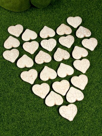 3pcs/5pcs White Agate Large Heart Pendant, Suitable For Jewelry Making - 35mm Heart Decor, DIY Bracelet/Necklace, With Cracked Texture