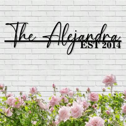 1 pieza Placa de metal personalizada - Tamaño grande Decoración colgante de metal, resistente al agua y a los rayos UV, adecuada para instalación en interiores y exteriores, ideal para apartamentos, hoteles, edificios de oficinas y otros lugares, admite personalización de texto y fecha numérica, adecuada para talleres, tiendas y edificios