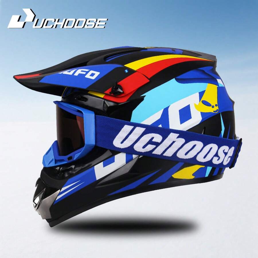 DOT Adult Female Men Helmets Motocross Kask Cross Downhill Soporte Casco Off Road Helmet Racing Classic Motorcycle Original - Black UFO-goggles - View 1
