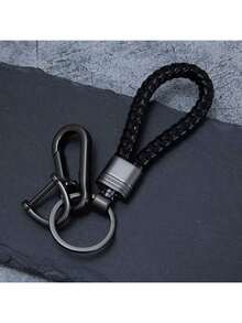 1pc Braided Rope Keychain With Lock, Men Key Holder For Motorcycle, Anti-Lost Car Key Ring Charm - Multicolor - View 6