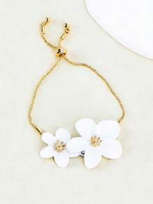 1pc Delicate Floral Double-Layer Necklace, Minimalist Versatile Bracelet - Multicolor - View 3