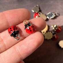 10pcs Mini Plump Ladybug Alloy Enamel Charms Cute Animal Pendant For Necklace Bracelet Earrings - 10pcs Gold - View 11