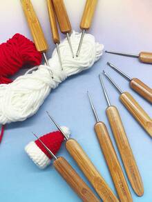 11 Stücke Karbonisierter Bambus Häkelnadel Set - Strapazierfähige Bambus Griffe, sortierte Größen, ideal für Spitze, Mikro-Häkelkunst, traditionelles Garn DIY, auch geeignet für Flechten - Silberkarbidkopf - Übersicht 7