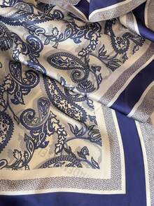 1条男女通用印花围巾，多功能领巾，仿丝小领带围巾 - 彩色 - 查看 3