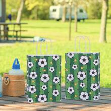 12pcs Football Themed Party Gift Bags, Football Party Snack Bags, Football Print Paper Gift Bags - 59-green - View 5