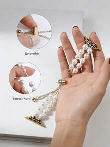 1pc Women's Luxury Extendable Metal Gold-Tone Pearl Chain Watch Band Strap Fits 38/40/41/44/45/49/42/46mm For Apple Watch S11/SE3/Ultra3/Ultra/SE/SE2/10/9/8/7/6/5/4/3/2/1 - Gold - View 2