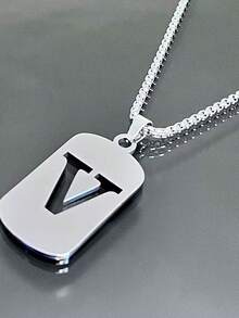 简约时尚百搭26个英文字母项链，男女皆宜，适合情侣、约会、日常佩戴 - 彩色 - 查看 16