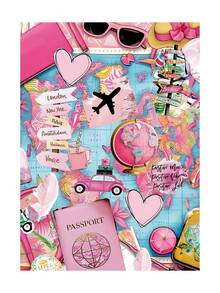 Cute Pink Travel Elements Shockproof Basic Pad Case 1pc Pink Travel Collage City Landmark Passport & Airplane Print Transparent Protective Case Integrating Passport & Globe City Landmark Travel Aesthetic Design Suitable For 10th Gen Suitable For Travelers Cute Style Lovers Birthday Anniversary Spring Gift - Clear - View 4