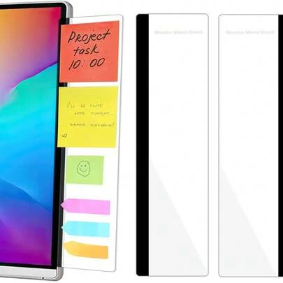 2Pcs Aesthetic Clear Monitor Memo Board - Minimalist Acrylic Sticky Note Holder & Screen Desk Organizer