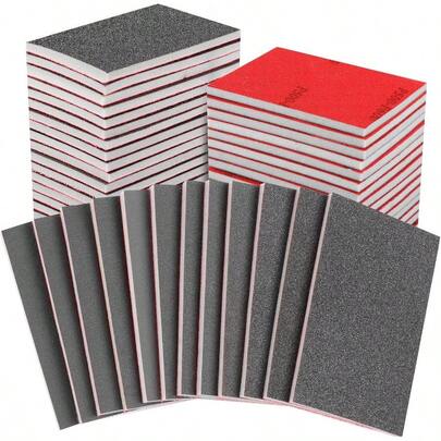 24PCS 3x 4 Inch Sanding Sponge Set, 120 - Grit Soft Foam Hand Sander Block, Hook Loop Wet Dry Sanding Sponges Metal Wooden Furniture Drywall And Model Polishing
