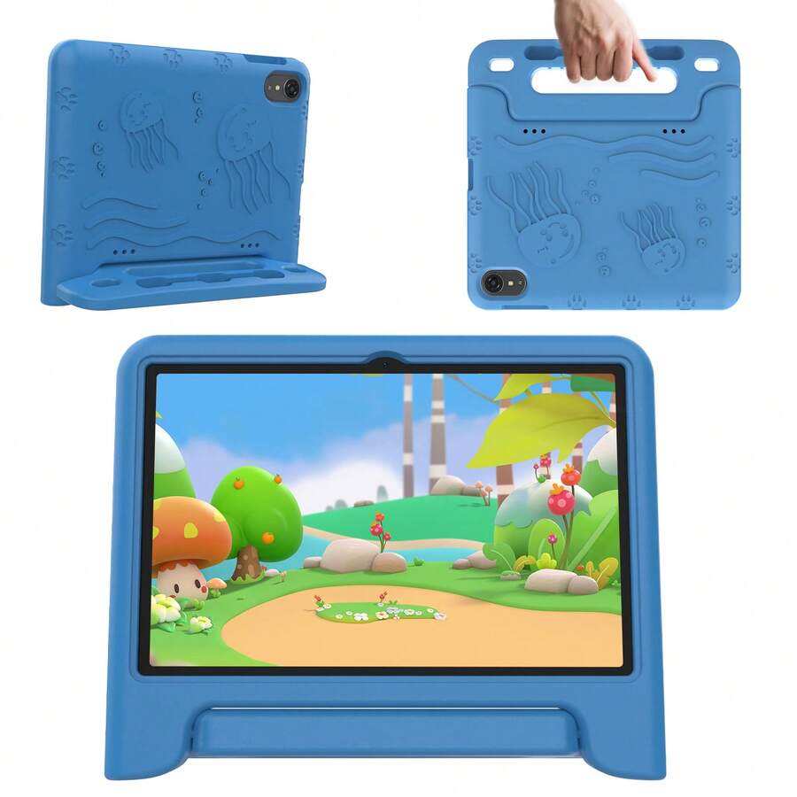 JIKOCXN Teen Tablet - 10.1-Inch Android 13 System, Colorful EVA Shell, Dual Cameras, WiFi, Stereo Speakers | Eye-Friendly, Parental Controls, Rechargeable Battery, Type-C Charging, Durable And Educational. - Màu xanh lam - Xem 1